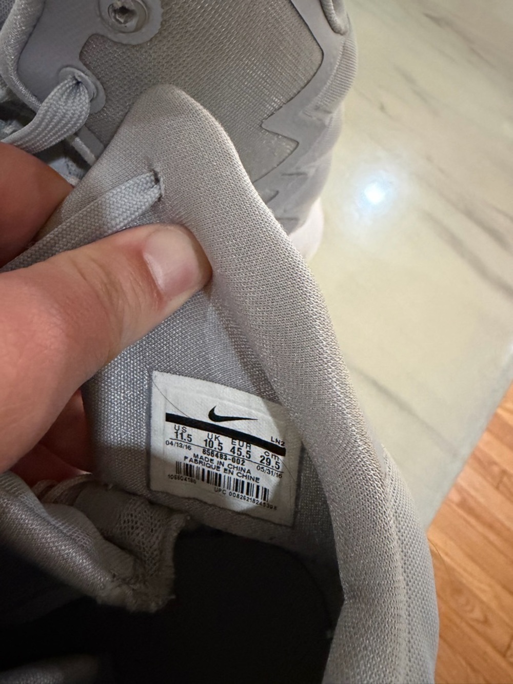 Nike Men's Gray and White High-Top Basketball Shoes with Black Swoosh - Picture 2 of 2